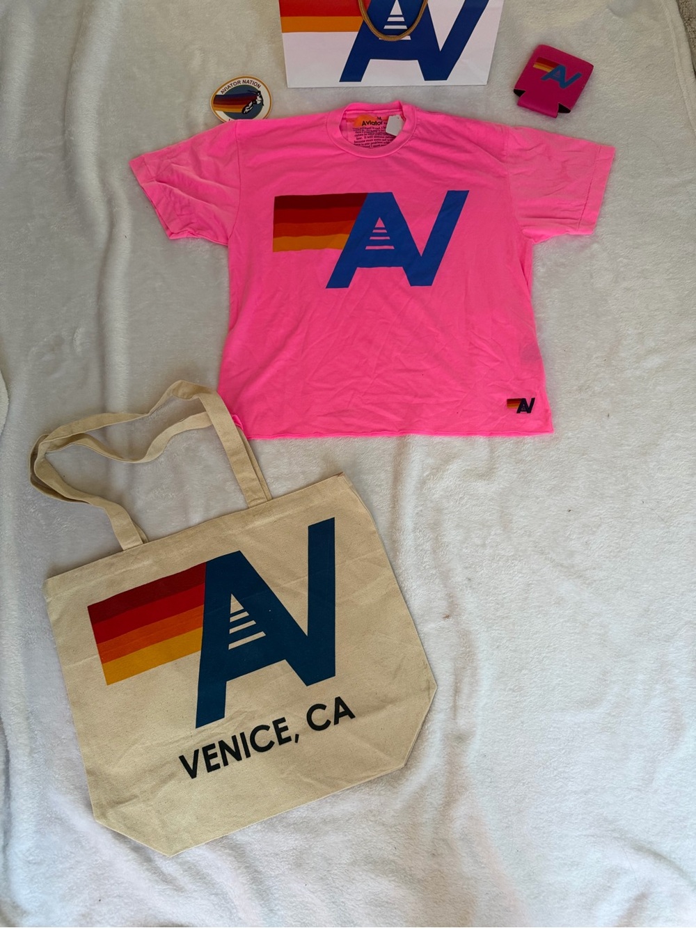 - NWT Aviator Nation Boyfriend T-Shirt Medium and Tote Bag